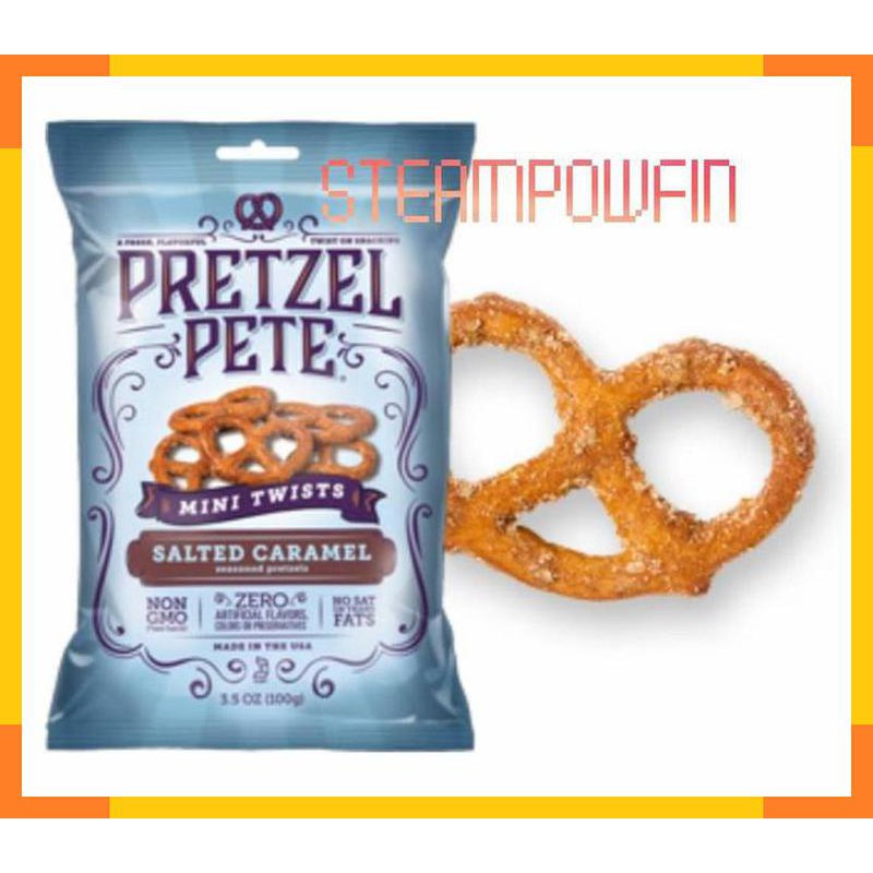 

Pretzel Pete Salted Caramel Mini Twist Pretzels Snack Snek Pretzel