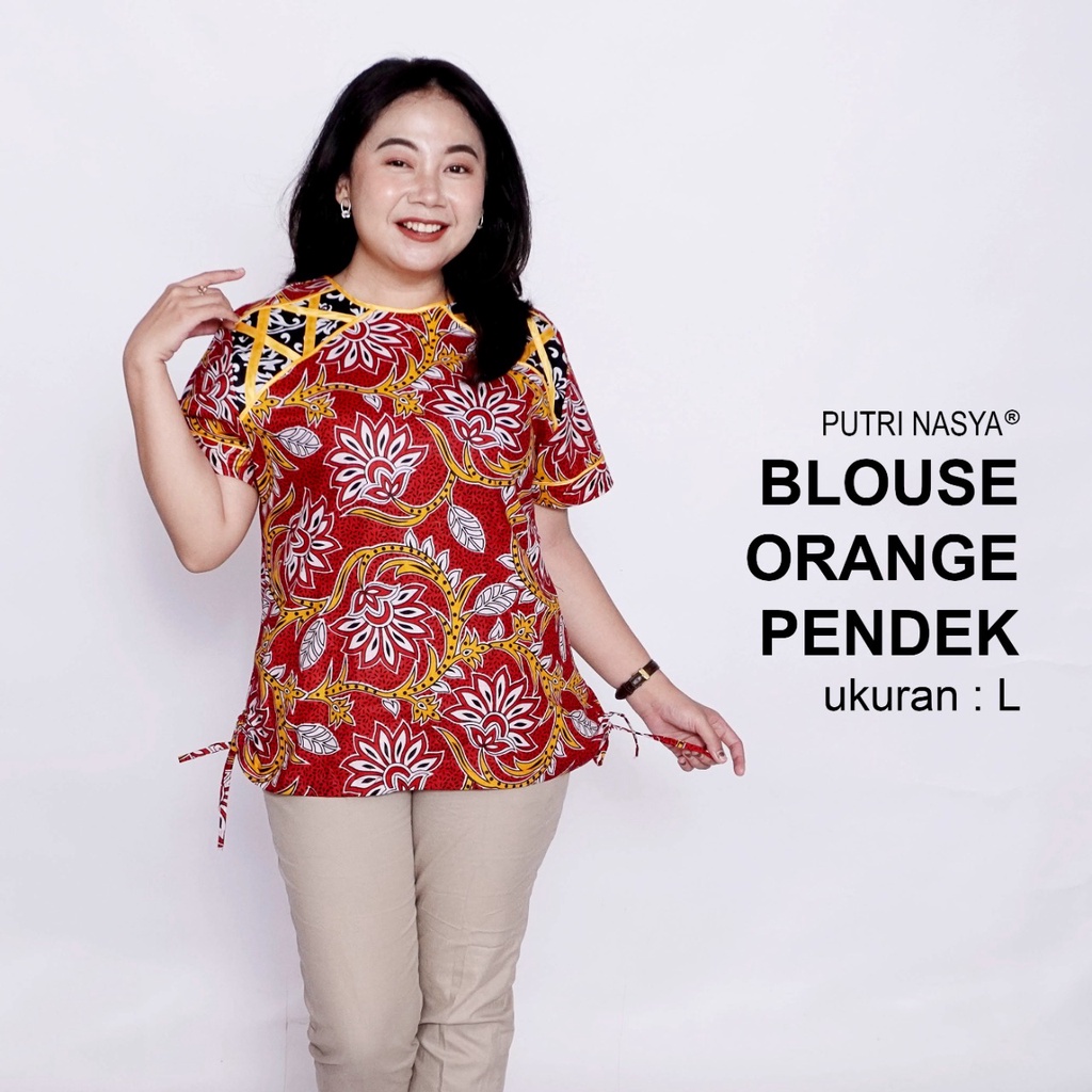 Blouse Big Size Wanita Atasan Batik Jumbo LD 140 Pakaian Atasan Model Blus Pendek Jumbo Seragam Kerja Batik / Blus Kantor Formal S-M-L-XL-2L-3L-4L-5L-6L-7L / Pakaian Batik Kekinian Kantor Bahan Wanita Model Terbaru