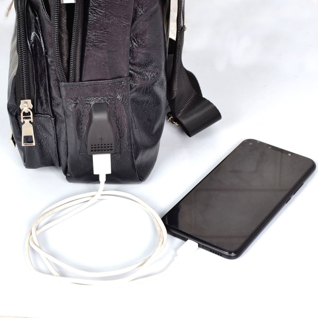 BAGCRUICERACC - Tas Selempang Pria Kulit Imitasi + USB Port + Earphone Hole 7151-1 &amp; 7151-2