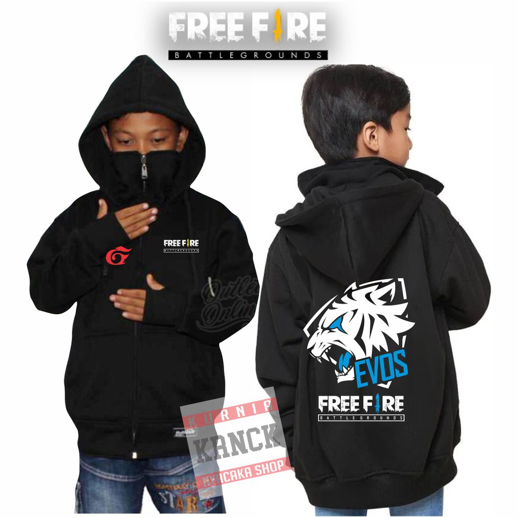 TERLENGKAP..! JAKET HOODIE FF EVOS ANAK LAKI LAKI PEREMPUAN UNISEX USIA 4 S/D 15 TAHUN SIZE S M S