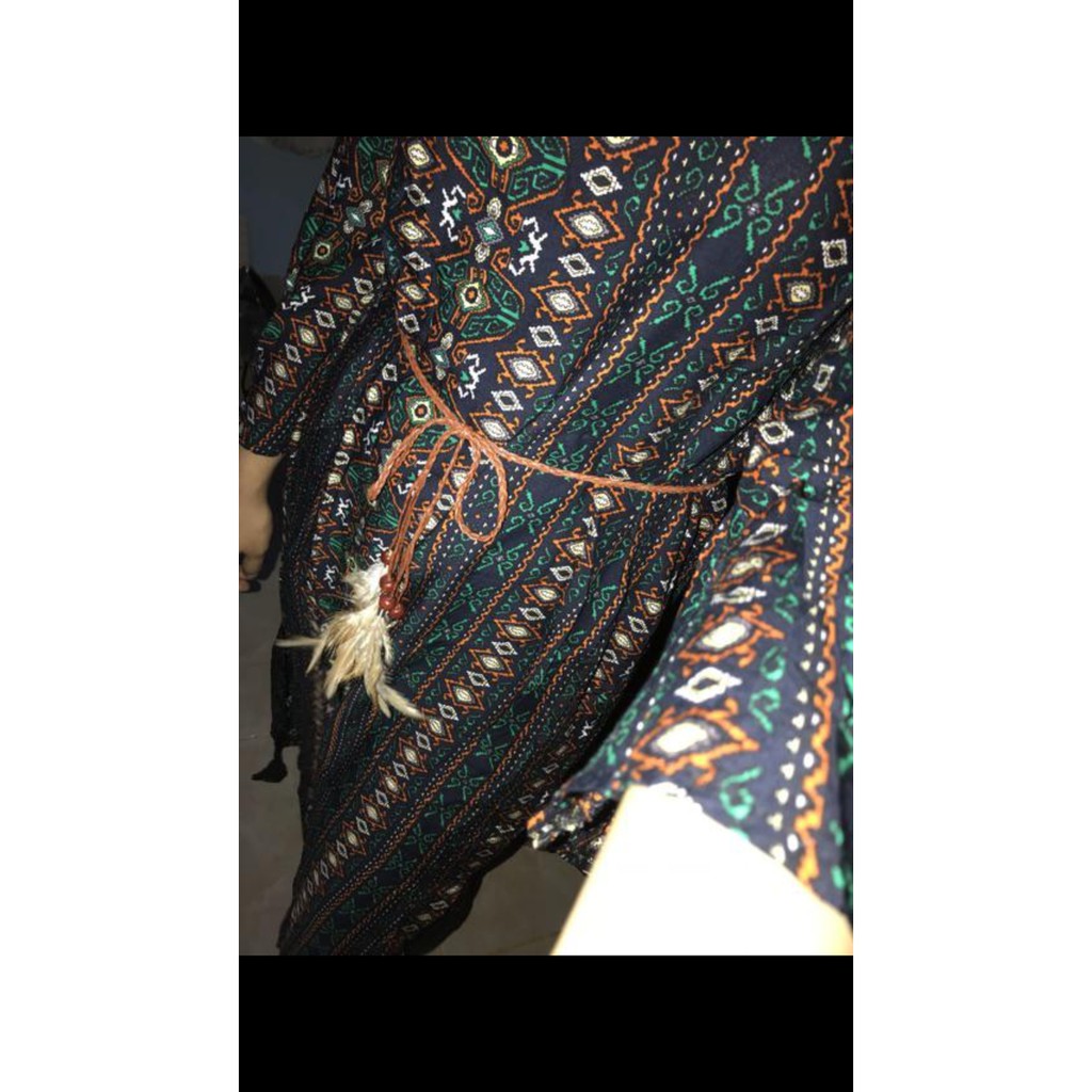 dress bohemia  dress lengan panjang retro  dresa lengan panjang v neck