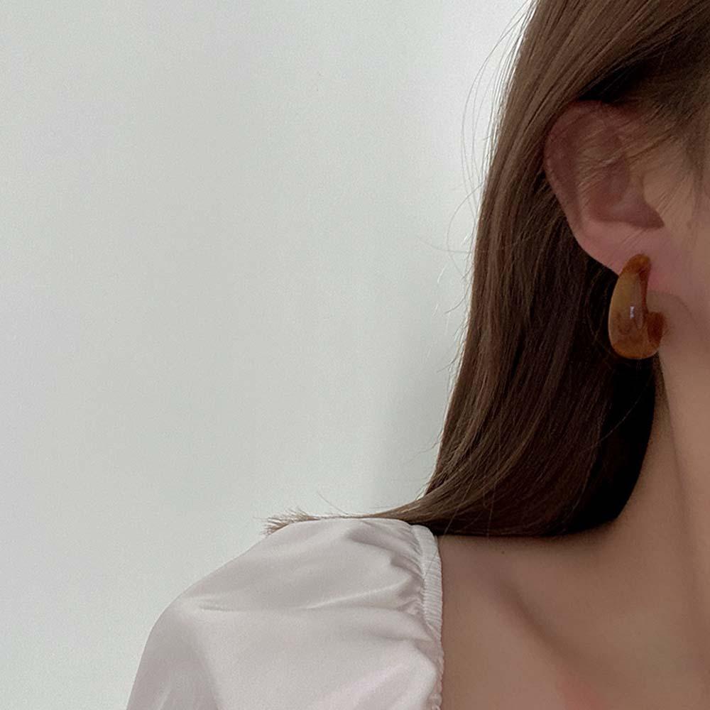 Needway   Anting Berbentuk C Geometris Sederhana Wanita Gaya Keren Perhiasan Fashion Cewek Korea