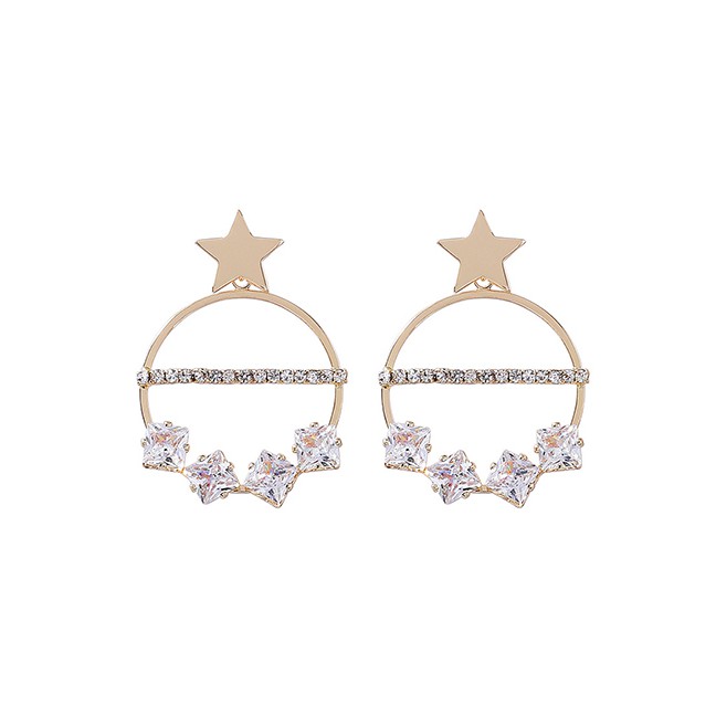 LRC Anting Tusuk Fashion Gold Zircon S925 Silver Needle Stud Earrings F48247