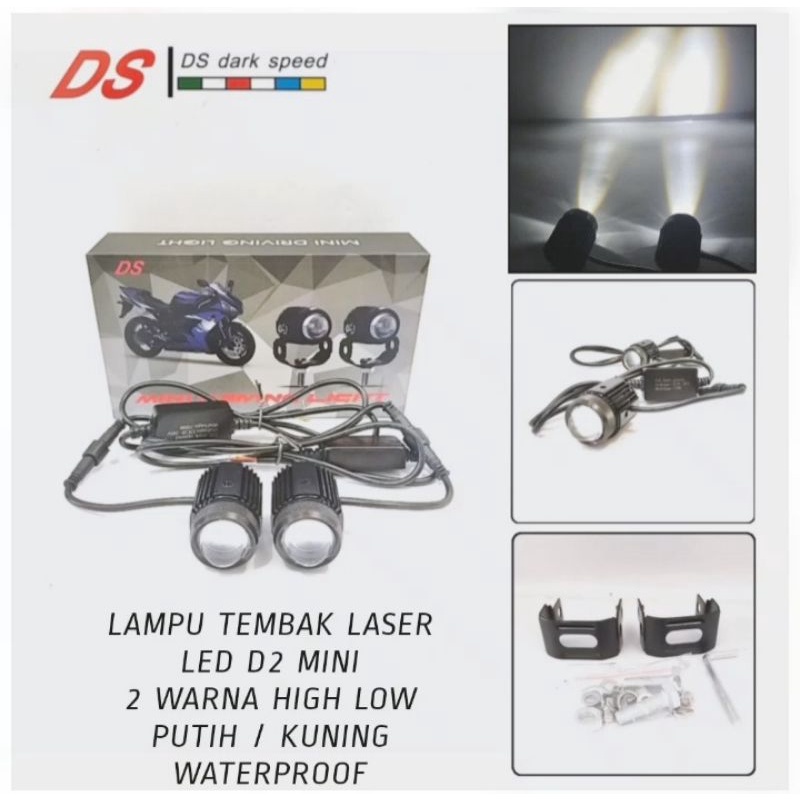Original CR7/DS Lampu tembak laser Led mini 2 warna high low putih kuning waterproof