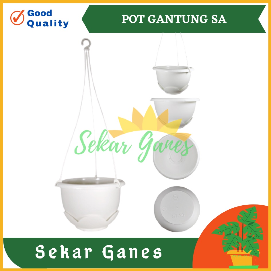 POT BUNGA GANTUNG SA 20 CM PUTIH POT BUNGA PLASTIK 19 Cm BIBIT BUNGA PUTIH POLOS - BKN POT TAWON OK