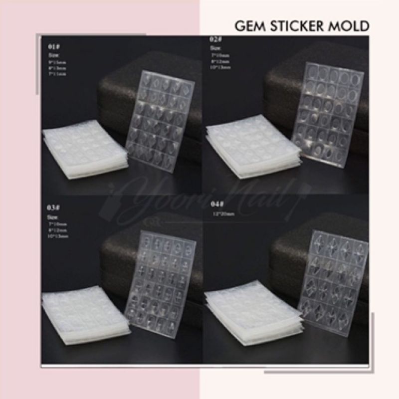 Gem sticker printing mold nail art gel gem effect transparant model nails