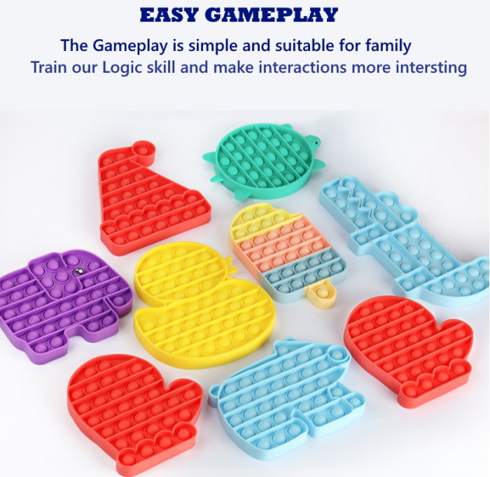 [LOGU] Pop it fidget, Mainan go bang fox mind, Mainan anti stress pop pelangi warna warni-3