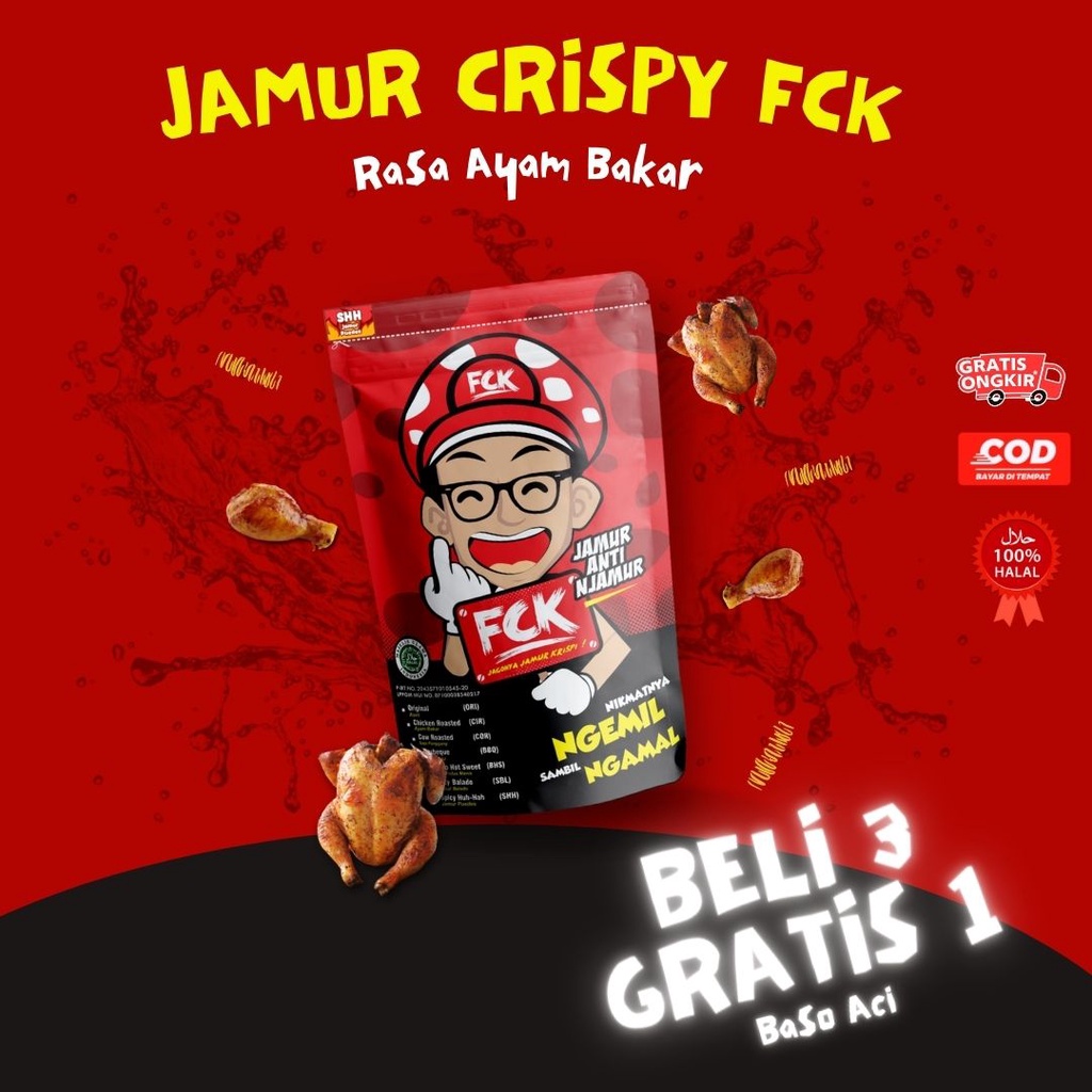 

Jamur Crispy Keripik Pedas Jamur Crispy FCK Rasa Ayam Bakar Makanan Ringan Jajanan Murah