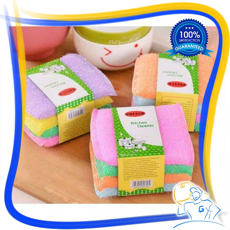 Spon Cuci Piring Gelas Busa Sabut Isi 4 pcs Warna Warni Spons Bantal Sponge