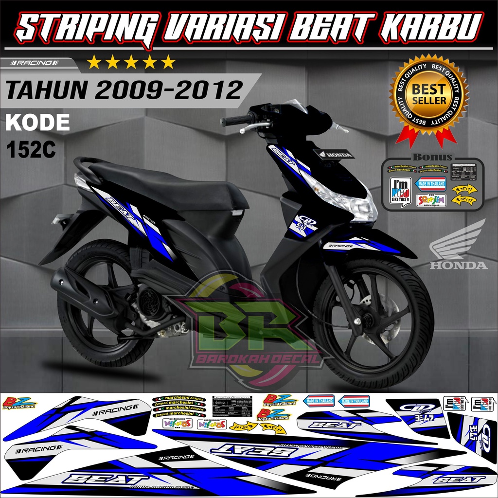 Striping Beat Karbu Stiker Lis Motor Beat Karbu kode 152