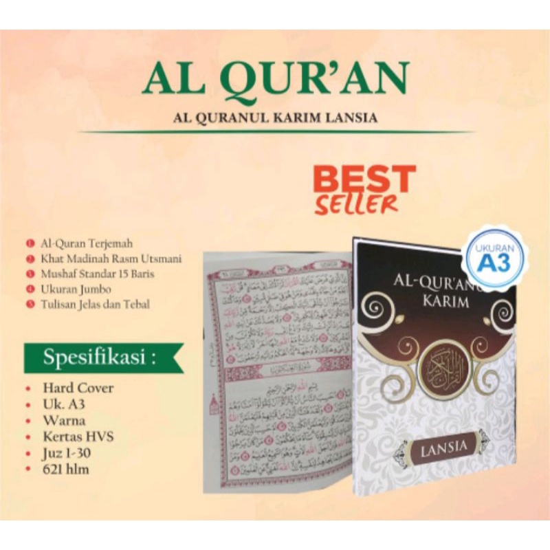 

Al quran Lansia super jumbo ukuran 28x36 cm