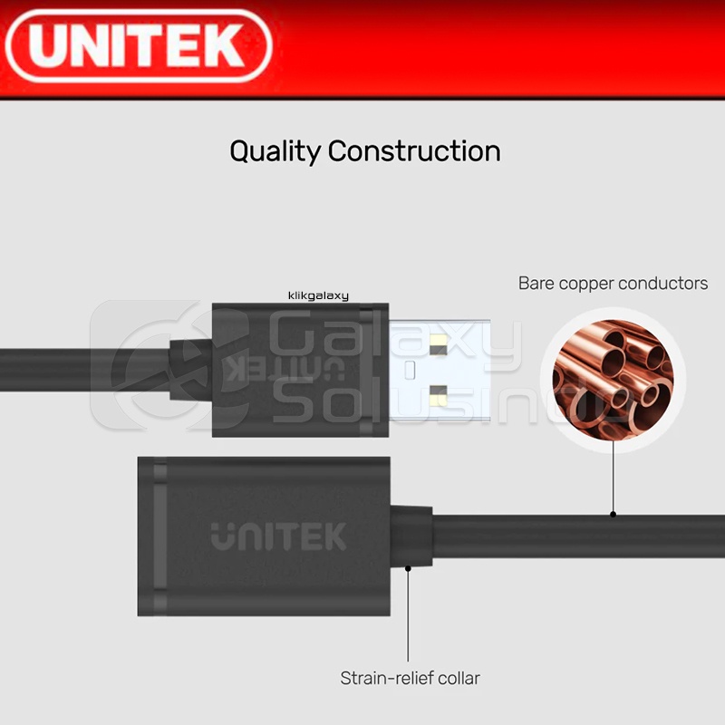UNITEK Y-C418GBK USB 2.0 Extension Cable 5m