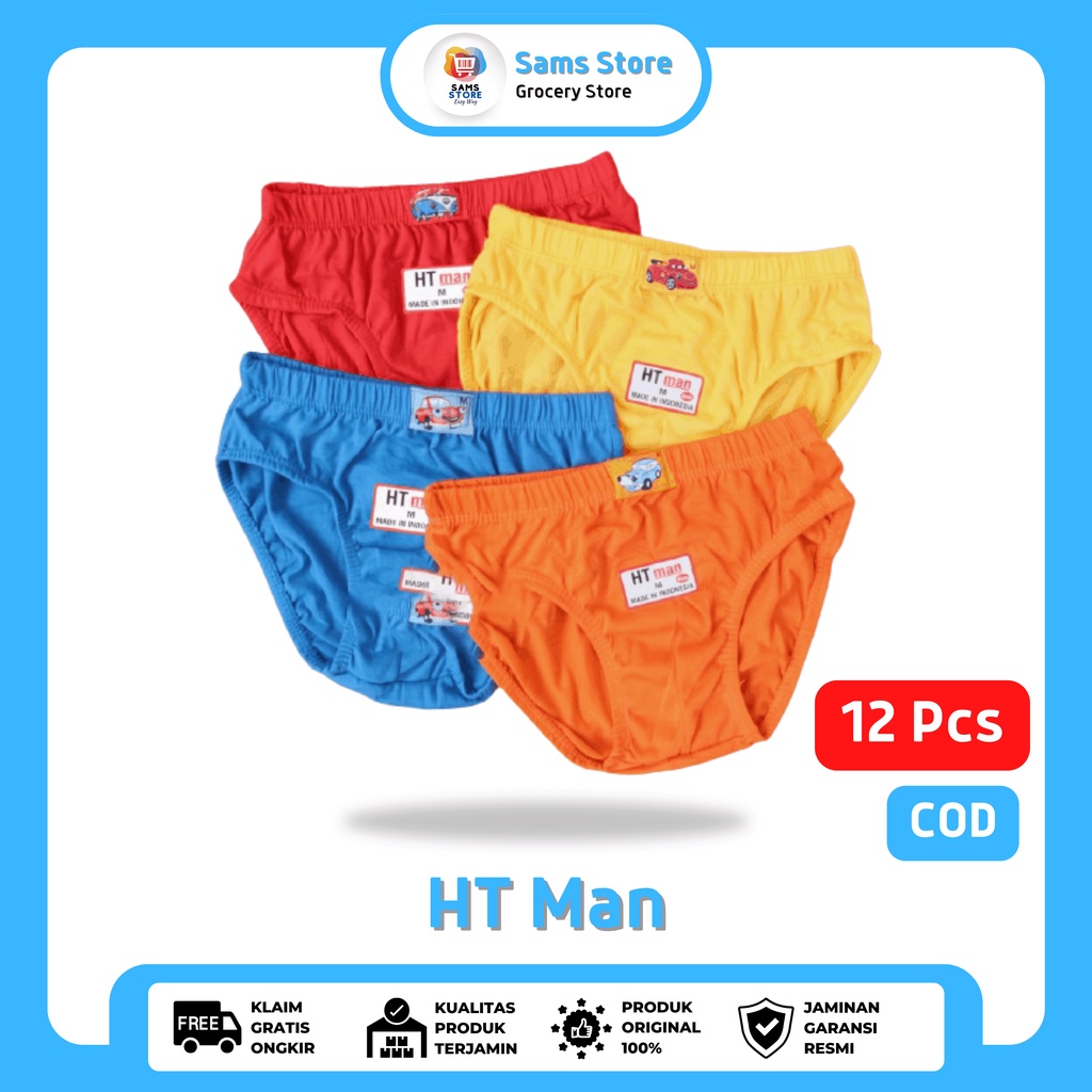 Celana Dalam Anak Laki-Laki HT Man Polos Isi 12 Sempak Anak Laki-laki Selempak Cowok Slempak CD Cela