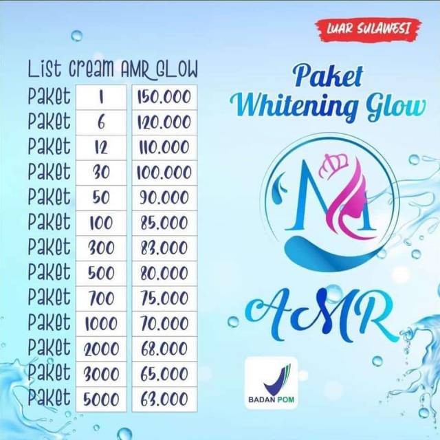 Paket Cream NR glow / cream AMR glow untuk wajah glowing. Aman sudah BPOM
