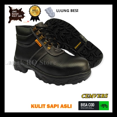 SEPATU SAFETY CEMVERS SEMI BOOTS SEPATU SAFETY UJUNG BESI KULIT ASLI ORIGINAL