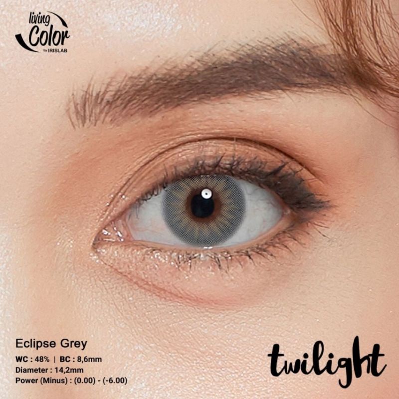 Softlens LIVING COLOR TWILIGHT 14.2 MM ECLIPSE GREY MINUS -0.50 S.D -6.00 by IRISLAB