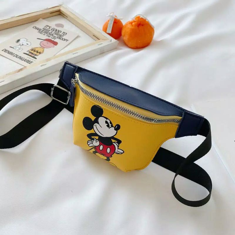 Tas slempang mickey anak /waistbag mickey/waistbag anak