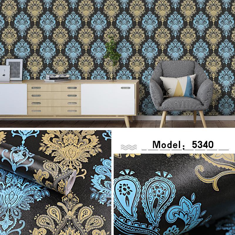 Wallpaper Dinding Batik Biru Gold