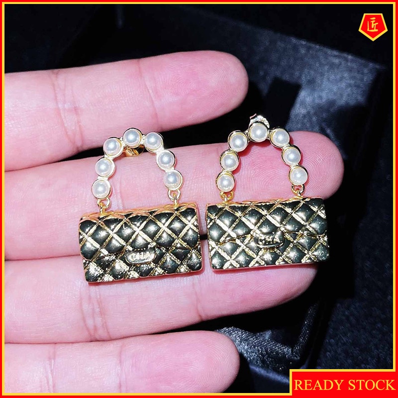 [Ready Stock]New Bags Pearl Earrings Retro Temperament