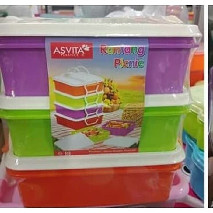 Rantang Susun 3 SegiEmpat ASVITA / Rantang Picnic 15CM