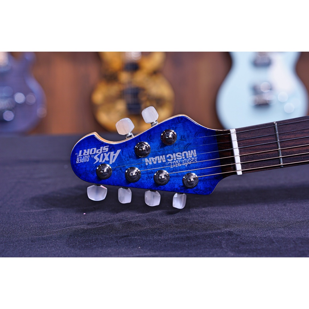 Ernie Ball Music Man Axis Super Sport HH STD - Balboa Blue Flame - Rosewood Matching Headstock G95058