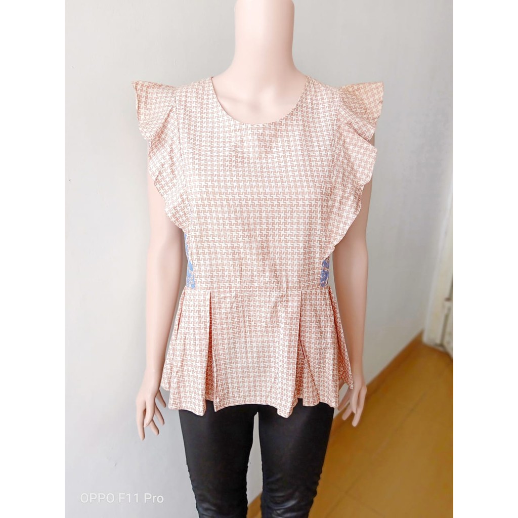 BLOUSE BATIK WANITA COKLAT BIRU