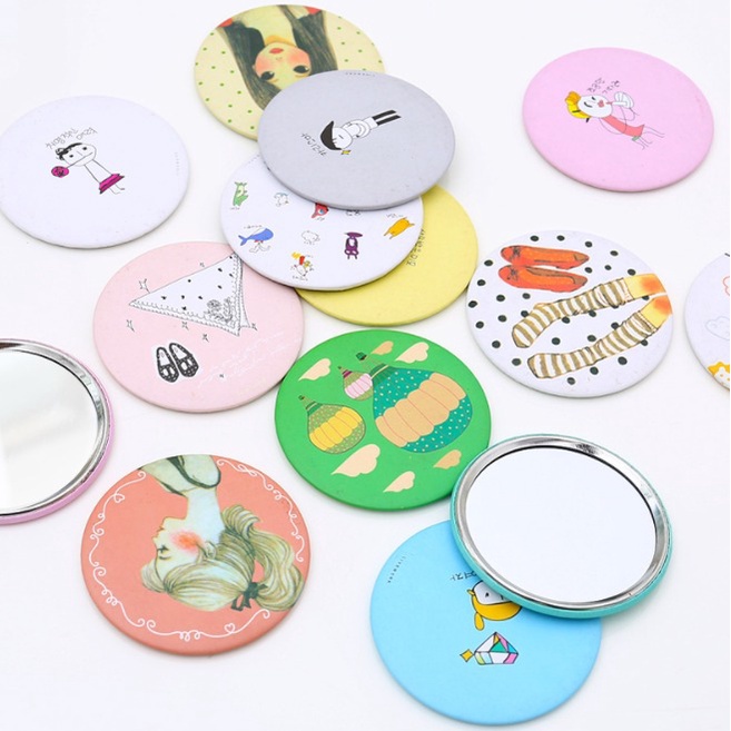 OSM JKT F498 Cermin Bulat Karakter/Kaca Cermin Make Up Mini/Travelling Motif-2