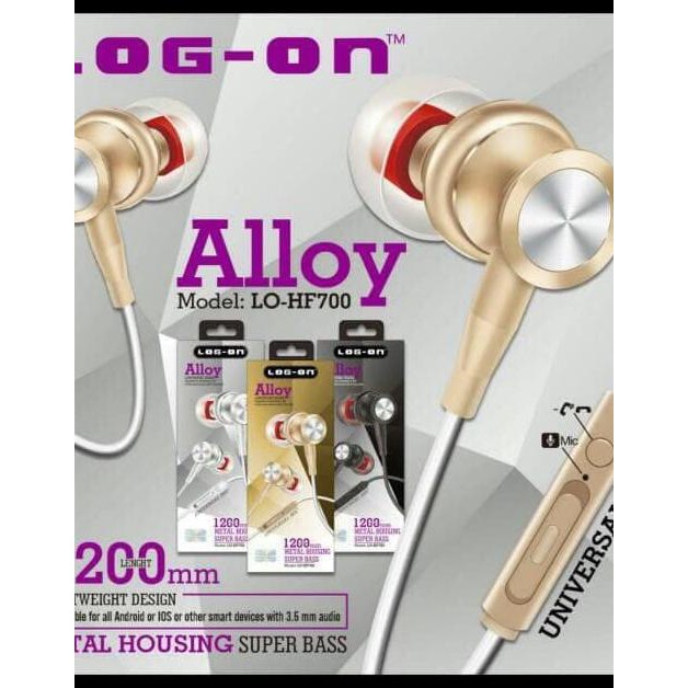 Headset Original Log On Alloy Handsfree Log-On / Earphone