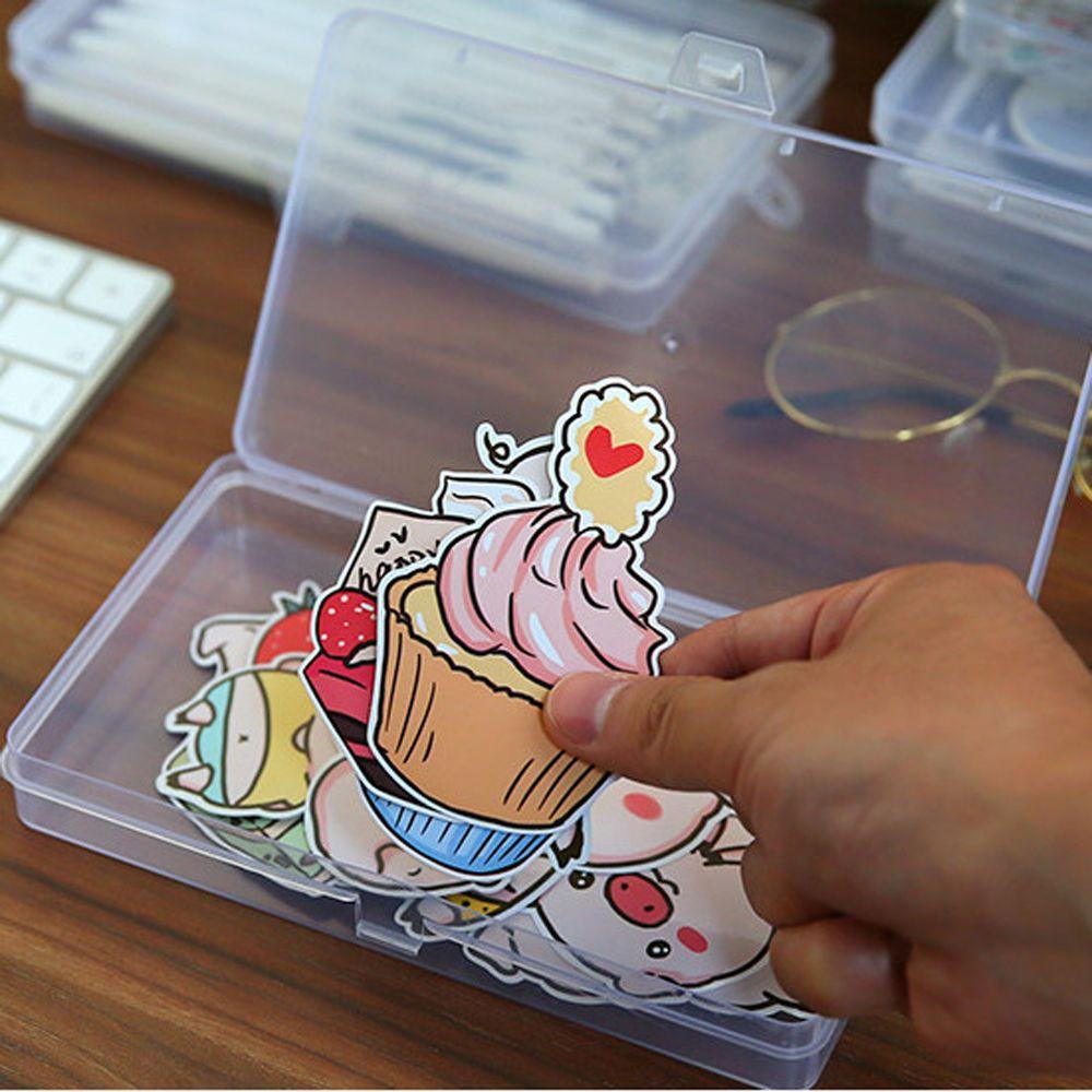 Lanfy Kotak Penyimpanan Stiker Kantor Pensil Case Klasifikasi Desktop Art Tool Case Transparan Storage Box Sticker Tape Container