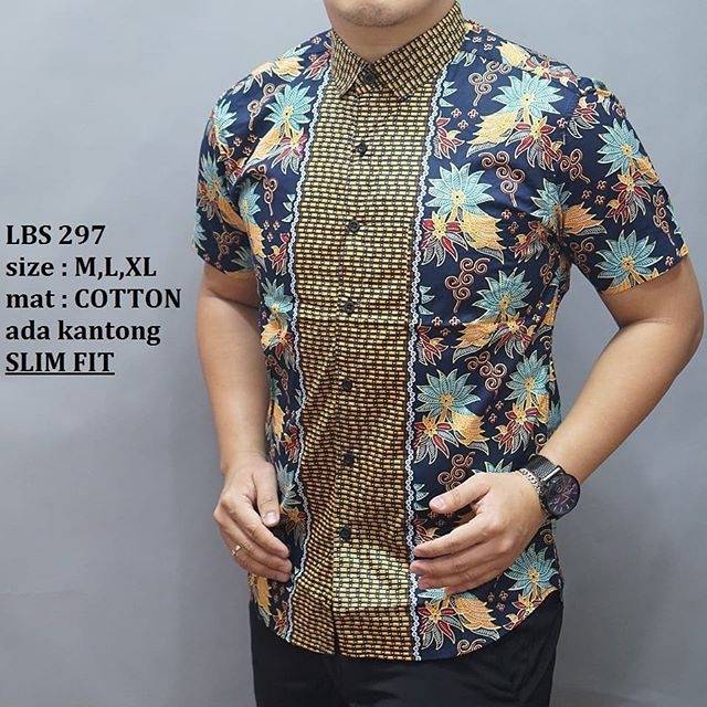 BAJU KEMEJA BATIK PRIA SLIM FIT LENGAN PENDEK LUIGI BATANI LBS297