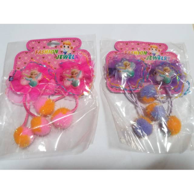 Jepit Rambut Anak / Jepit Rambut Frozen pompom