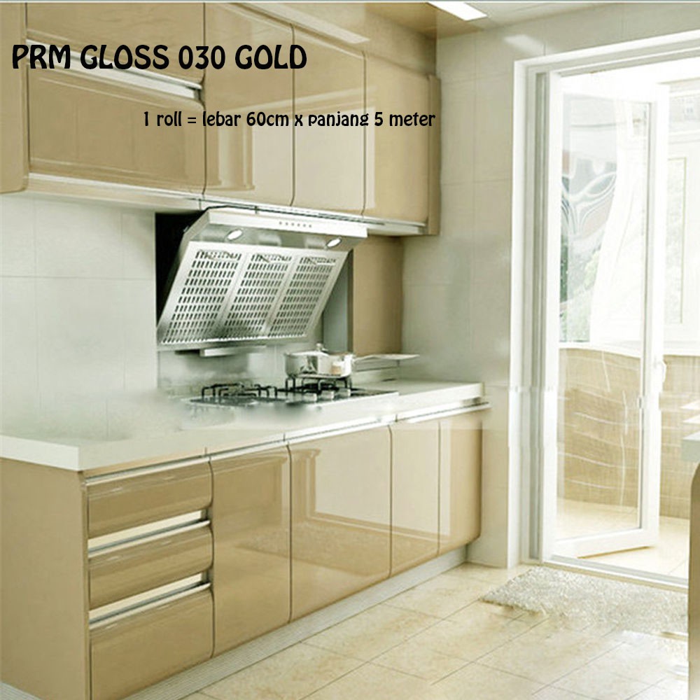 [GD] WALLPAPER PREMIUM GLOSSY 030 GOLD EMAS POLOS UK 60CMX5M STICKER KITCHEN SET STIKER POLOS