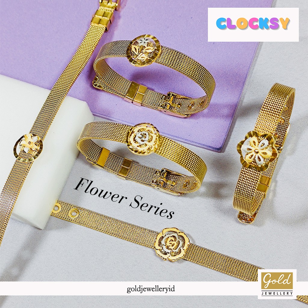 Gelang tali emas kuning 700 16k tali clocksy flower series