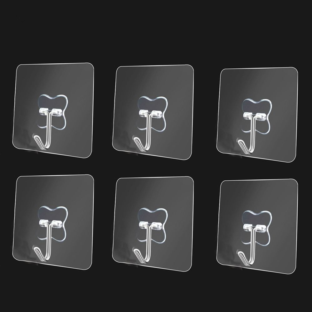 Top 1 / 6pcs Kait Gantungan Seamless Transparan Anti Air Untuk Kamar Mandi/Dapur