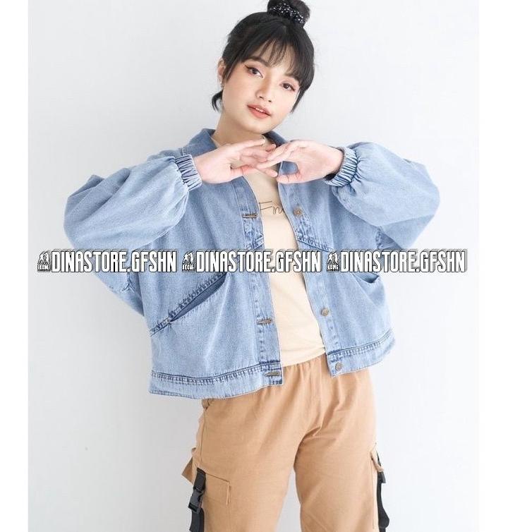 SBN.395833– JAKET BAGGY JACKET JEANS OVERSIZE WANITA ORIGINAL KARET LENGAN BALON PREMIUM