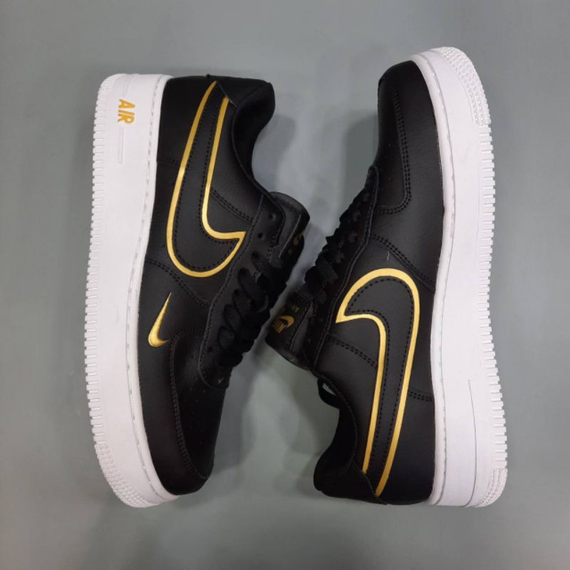 NIKE AIR FORCE 1 LOW DOUBLE SWOOSH BLACK GOLD