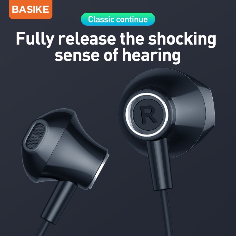 Headset BASIKE Durable earphone Lossless Sound Quality Supports Call Noise Reduction Multi-function 