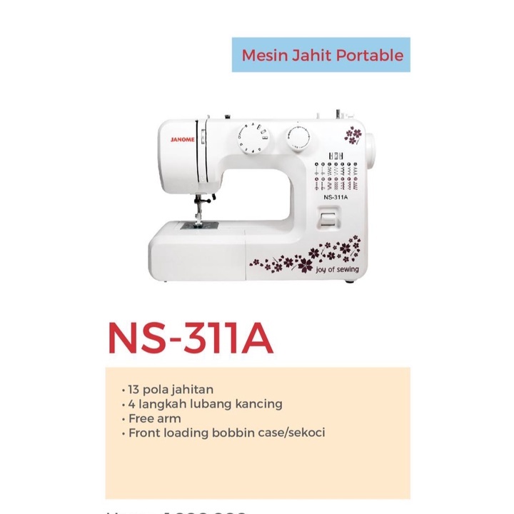 Mesin Jahit Portable Janome NS311A (DOUBLE BUBBLE WRAP+KARDUS)