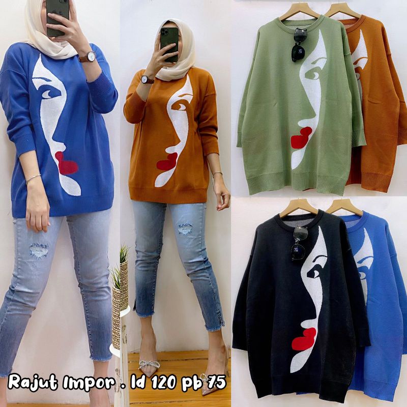 Face Rajut Jumbo blouse wanita blouse jumbo blouse rajut jumbo blouse rajut import blouse muslim