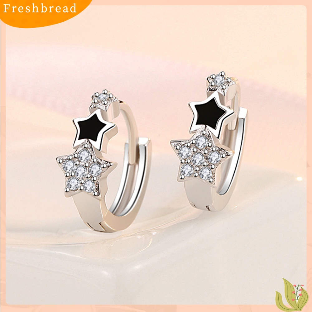 [TERLARIS]Women Cubic Zirconia Inlaid Star Huggie Earrings Fashion Piercing Jewelry Gift