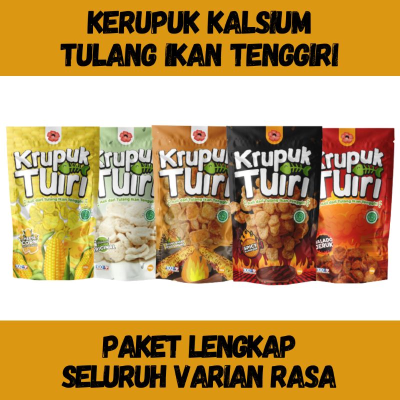 PAKET LENGKAP [KERUPUK KALSIUM] TULANG IKAN TENGGIRI / Netto 70g / 5 VARIAN RASA