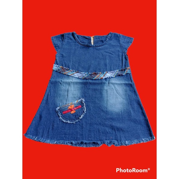 Dress anak 1 2 tahun cewek perempuan Dress jeans renda murah terbaru