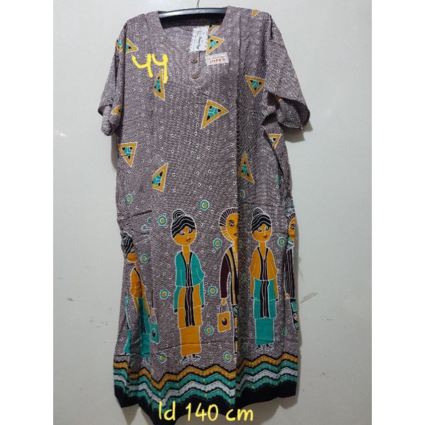 YULI - Daster kencana ungu  L5 JUMBO LD 135-150 CM PB 107 CM BATIK KU LEBEL PUTIH(KUP)-No 44