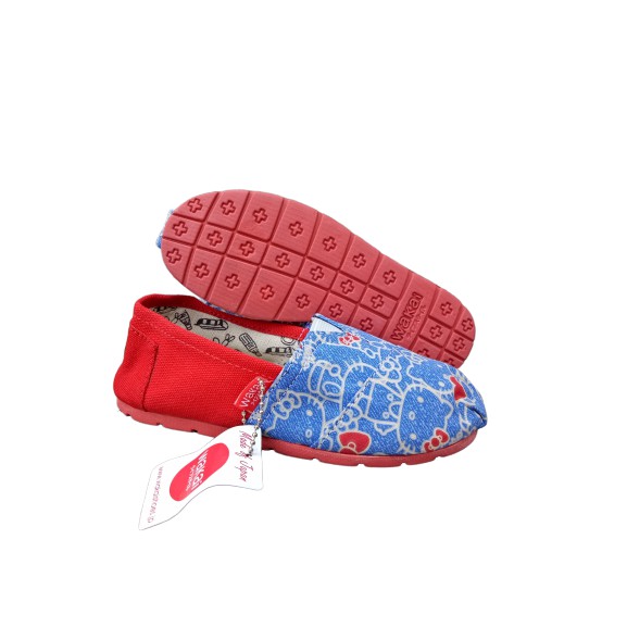 SEPATU ANAK SLIP ON KANVAS LUCU MOTIF KARAKTER KARTUN HELLO KITTY BIRU MERAH LAKI LAKI PEREMPUAN