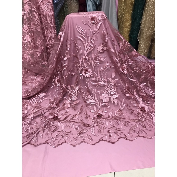 MURAH!! Tulle 3D akar mutiara / brokat 3D akar.