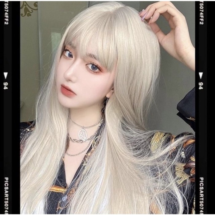 Jual L Rgn Xng WIG AKEMI PONI TIPIS MODEL LURUS Cm ASH GREY HIGHLIGHT WHITE Shopee