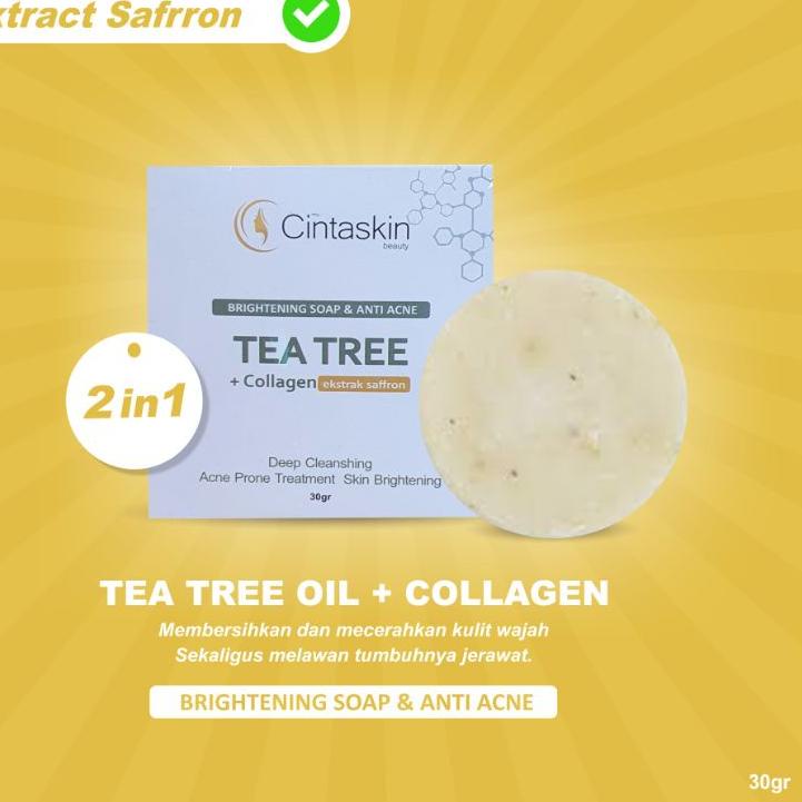 

Cintaskin beauty - Brightening soap & Anti acne Tea tree plus collagen extract saffron 30gr Update