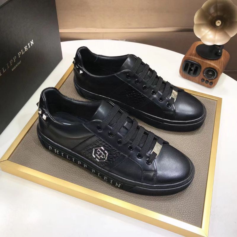 sepatu pria philipp plein sneaker cowok hitam kulit asli men shoes pp top branded mirror P1SHOES