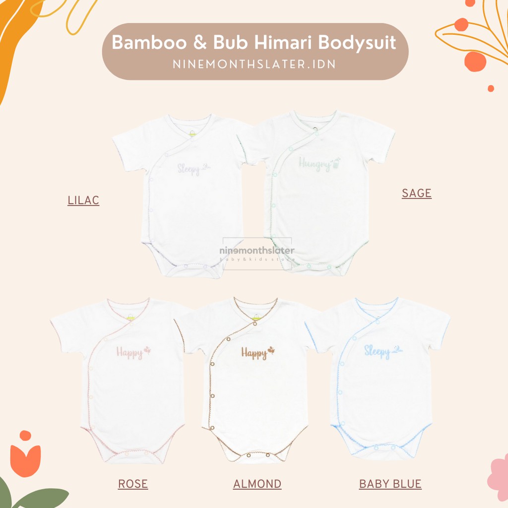 Himari BODYSUIT Bamboo and Bub - Baju Tidur Santai Anak Bayi Bambu Halus LENGAN PENDEK Baby Kids