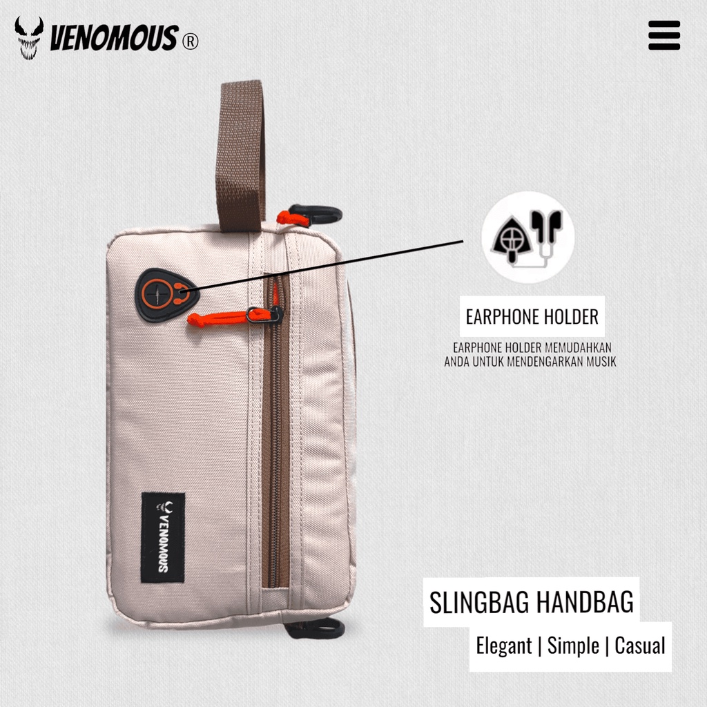 Handbag Selempang Pouch Bag Casual VENOMOUS / Tas Selempang Pria dan Wanita / Slingbag - Cream